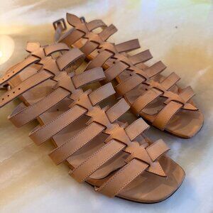 Christian Louboutin Nude Leather Gladiator Sandals Flats